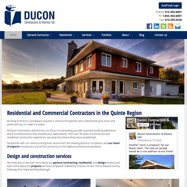 Ducon Contractors website home page