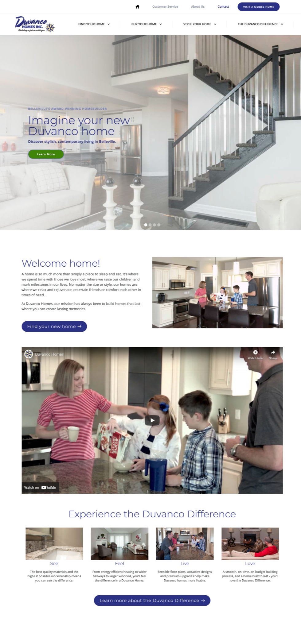 Website project for Duvanco Homes