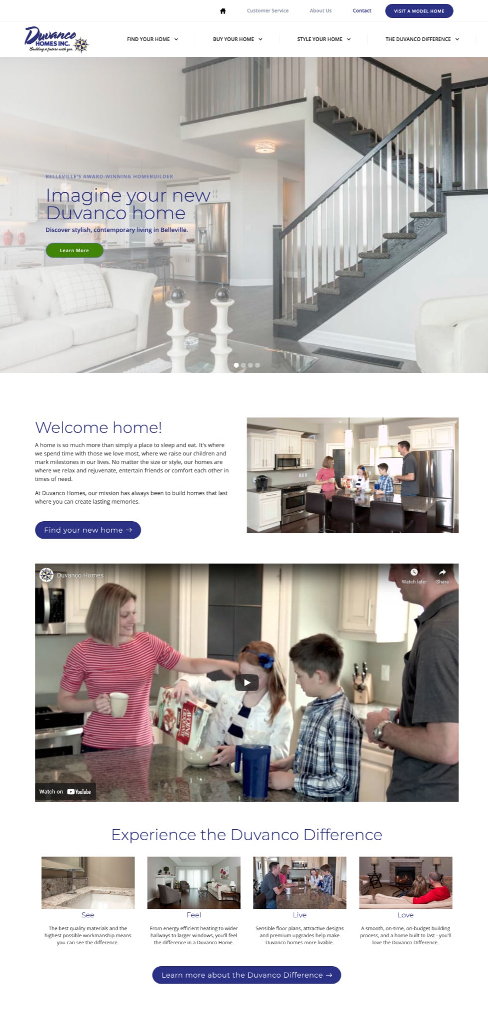 Duvanco Homes website home page