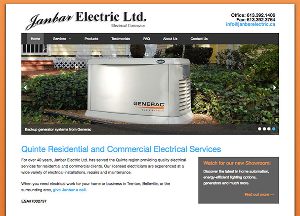 Janbar Electric website home page