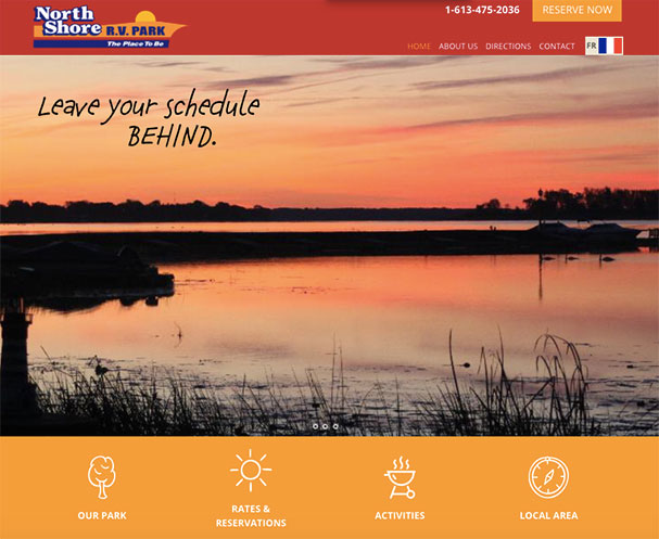 North Shore RV Park website home page