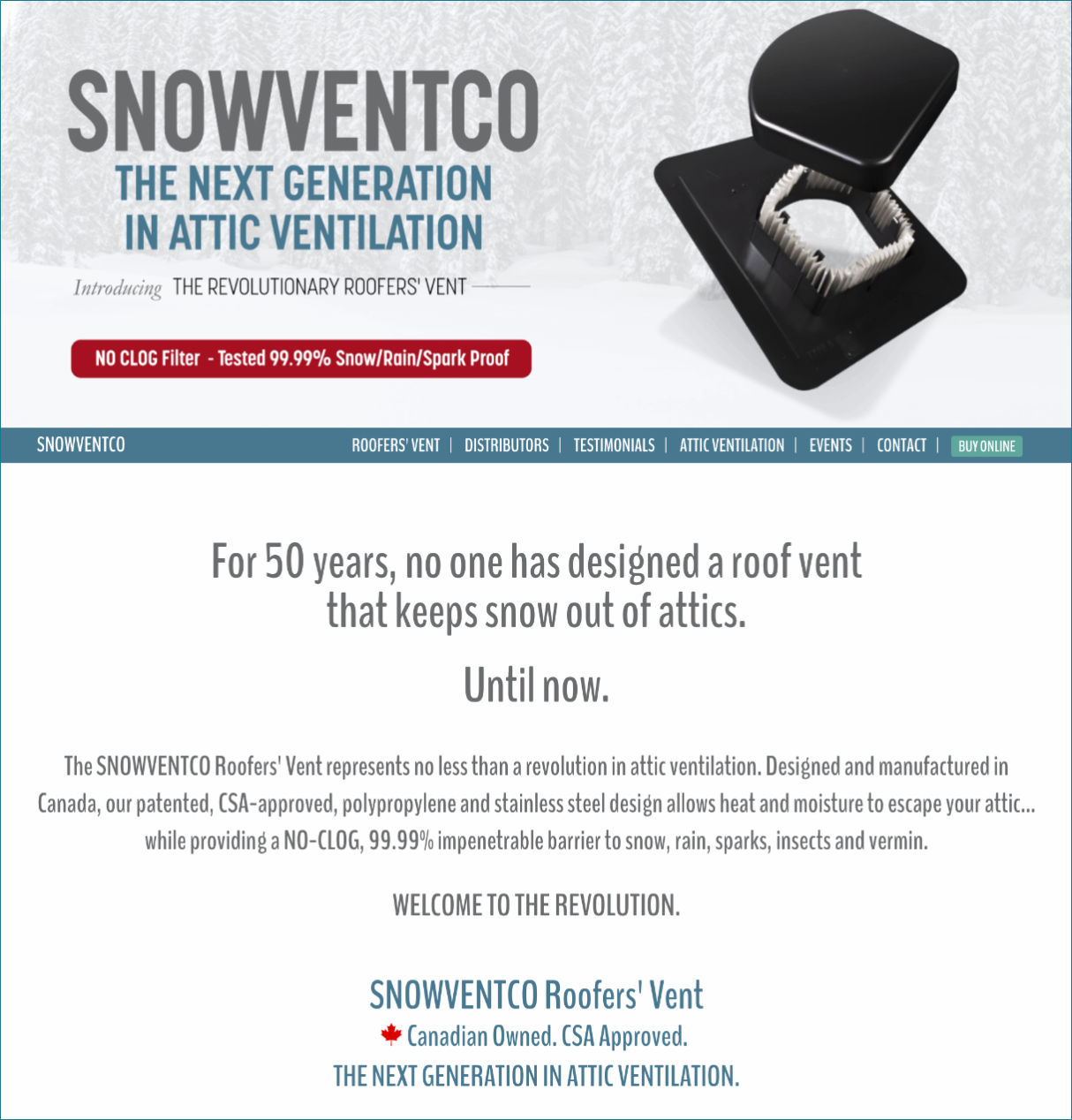 SNOWVENTCO website home page